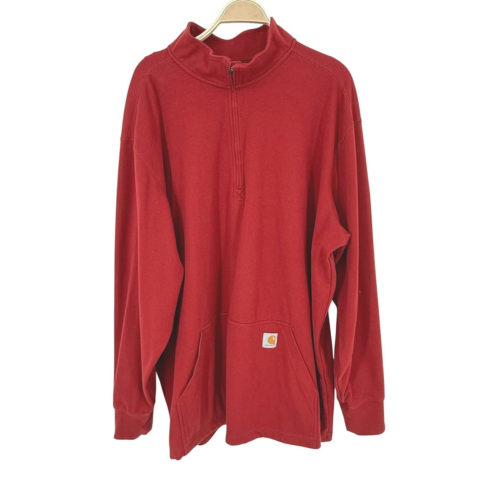 Carhartt Quarter-Zip Sweatshirt Mens 4XL Red Excellent Relaxed Fit 104428 R09